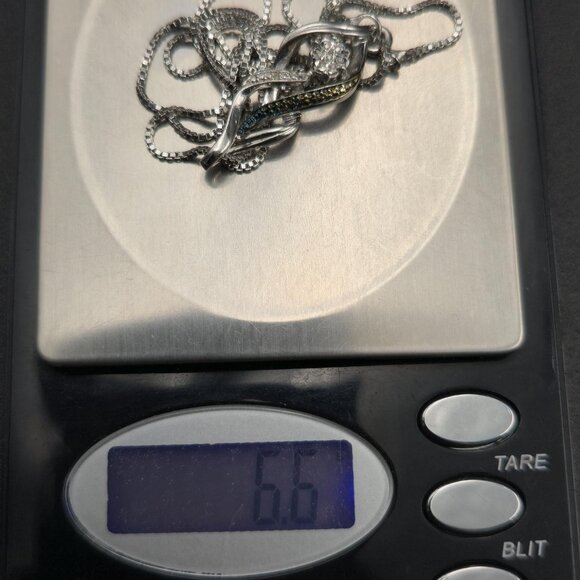 18 Inch Sterling Silver Small Diamonds Simple Pendant Necklace A6272 - Picture 8 of 8